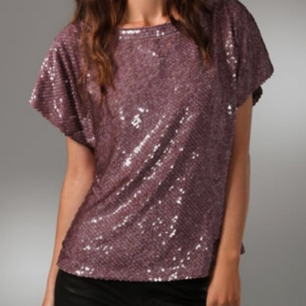 Alice + Olivia Lilac Oversized Drape Sleeve Keren Sequin Blouse Size Small